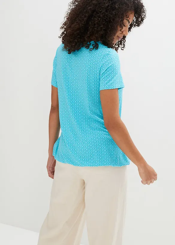 Shirt mit Gummizug, Kurzarm in blau von hinten (im Anschnitt) - bonprix Shirt mit Gummizug, Kurzarm in blau von hinten (im Anschnitt) - bonprix