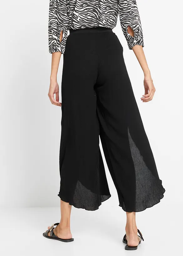 Hose aus strukturiertem Crinkle in schwarz von hinten - bonprix