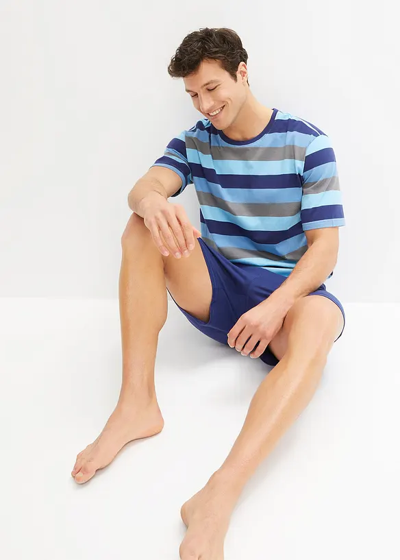 Shorty (2-tlg. Set) in blau von vorne (Totalaufnahme) - bonprix