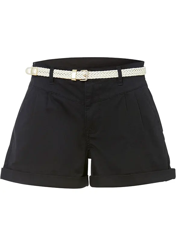 Shorts aus Baumwolle in schwarz von vorne - bonprix