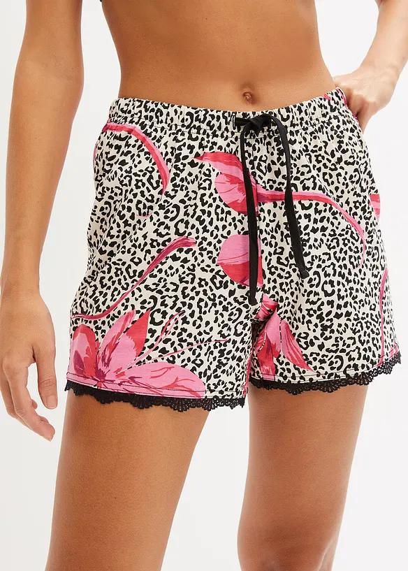 Shorts (2er Pack) mit zarter Spitze in pink von vorne - bonprix