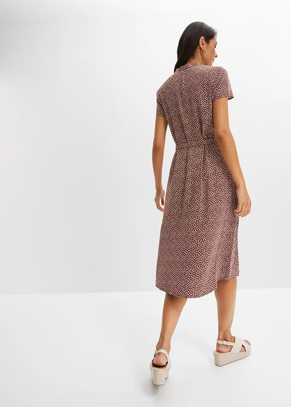 Blusenkleid mit Pünktchen in braun von hinten (Totalaufnahme) - bonprix