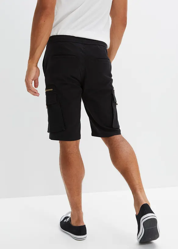 Stretch-Schlupf-Bermuda, Regular Fit in schwarz von hinten - bonprix