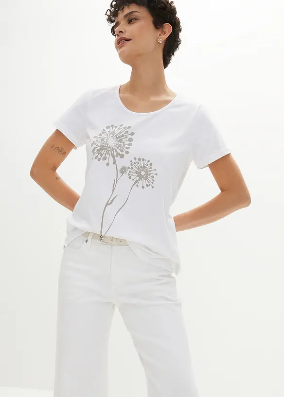 T-Shirt in weiß von vorne (im Anschnitt) - bonprix
