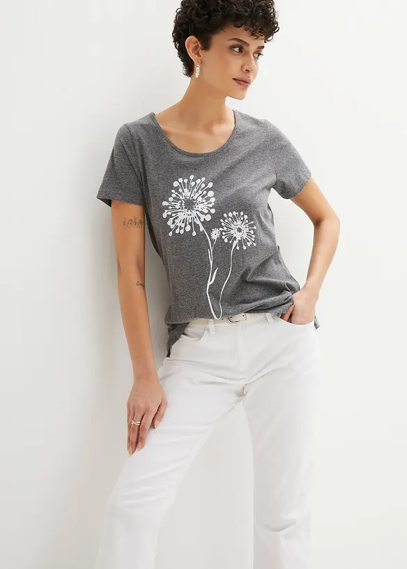 T-Shirt in grau von vorne (im Anschnitt) - bonprix