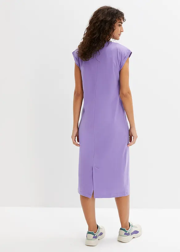 Shirtkleid aus Bio-Baumwolle in lila von hinten (Totalaufnahme) - bonprix