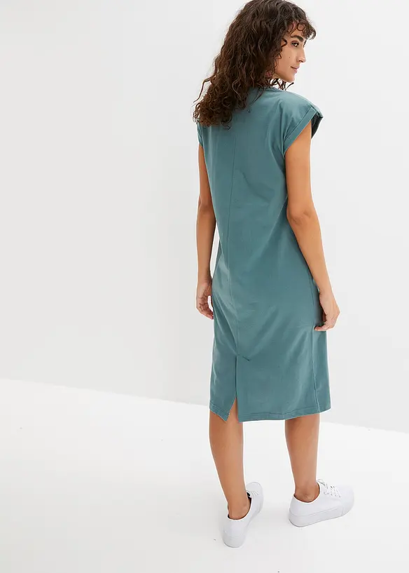 Shirtkleid aus Bio-Baumwolle in grün von hinten (Totalaufnahme) - bonprix