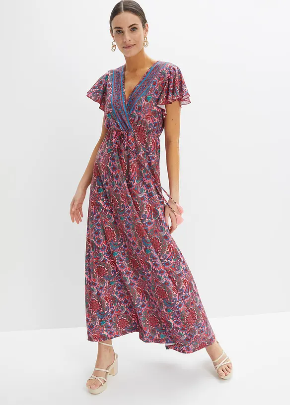 Jersey-Maxikleid mit Bindegürtel in rosa von vorne (Totalaufnahme) - bonprix Jersey-Maxikleid mit Bindegürtel in rosa von vorne (Totalaufnahme) - bonprix