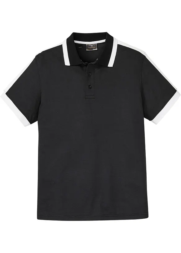 Piqué-Poloshirt aus reiner Bio-Baumwolle in schwarz von vorne - bonprix