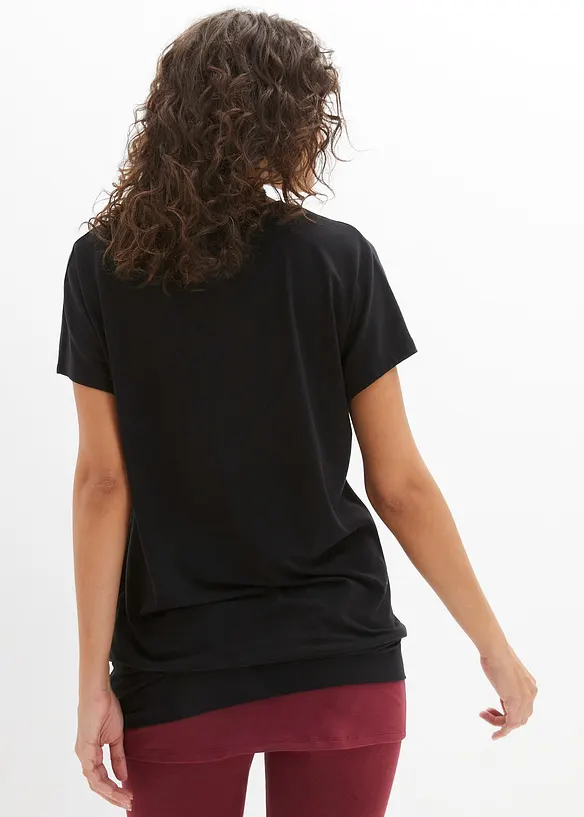 Weites Sport-Shirt mit breitem Saum am Bündchen in schwarz von hinten (im Anschnitt) - bonprix Weites Sport-Shirt mit breitem Saum am Bündchen in schwarz von hinten (im Anschnitt) - bonprix