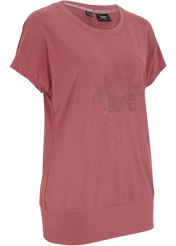 Weites Sport-Shirt mit breitem Saum am Bündchen in lila von vorne - bonprix Weites Sport-Shirt mit breitem Saum am Bündchen in lila von vorne - bonprix
