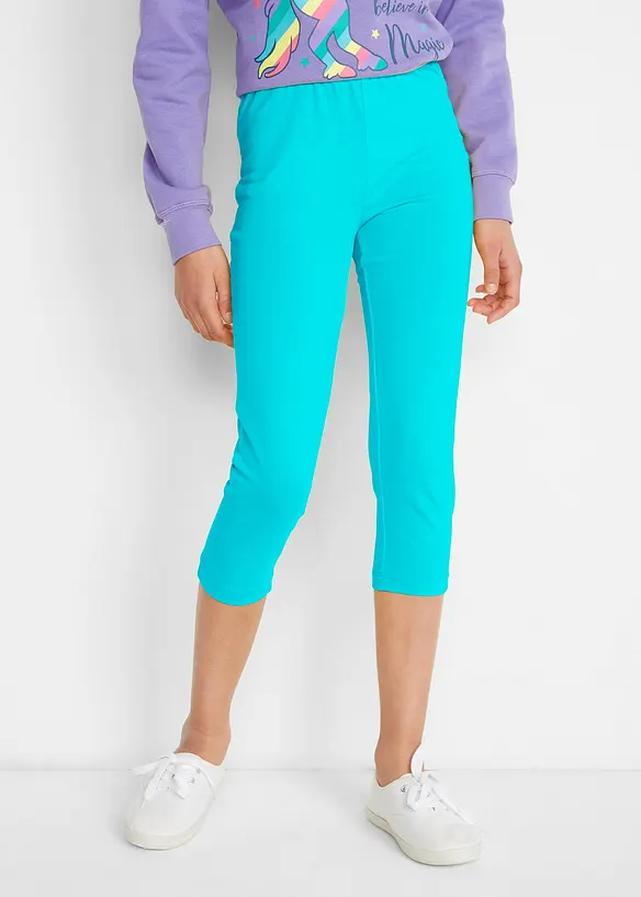 Capri-Leggings mit elastischem Bio-Baumwoll-Mix (2er Pack) in blau von vorne - bonprix