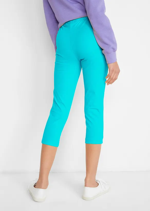 Capri-Leggings mit elastischem Bio-Baumwoll-Mix (2er Pack) in blau von hinten - bonprix
