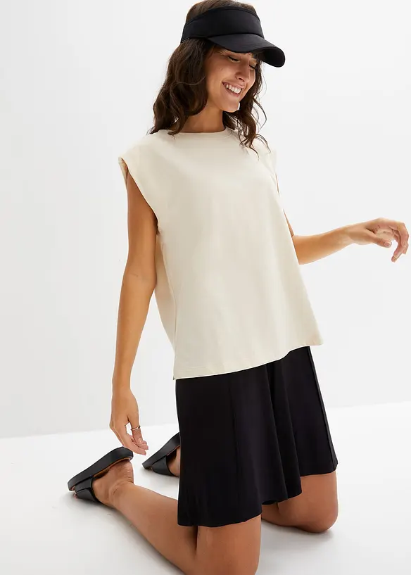 Oversize-Shirt aus reiner Bio-Baumwolle in beige von vorne (im Anschnitt) - bonprix Oversize-Shirt aus reiner Bio-Baumwolle in beige von vorne (im Anschnitt) - bonprix