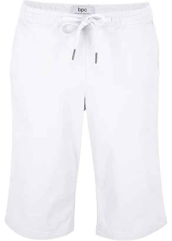 Bermuda mit Bequembund aus Baumwoll-Mix in weiß von vorne - bonprix