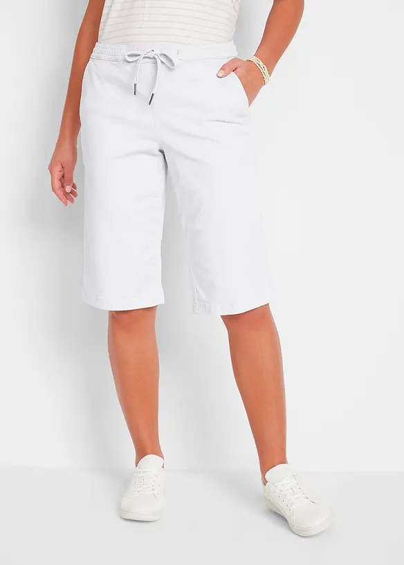 Bermuda mit Bequembund aus Baumwoll-Mix in weiß von vorne - bonprix
