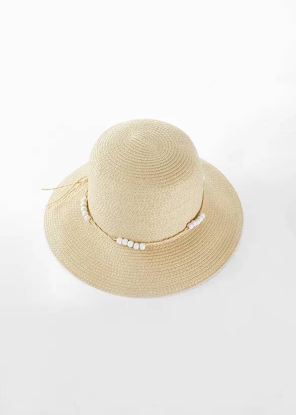 Sonnenhut in Strohoptik in beige von vorne - bonprix