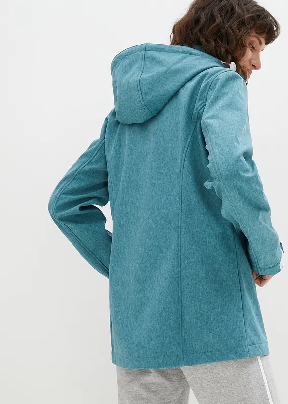 Wasserabweisende Softshelljacke in petrol von hinten (im Anschnitt) - bonprix