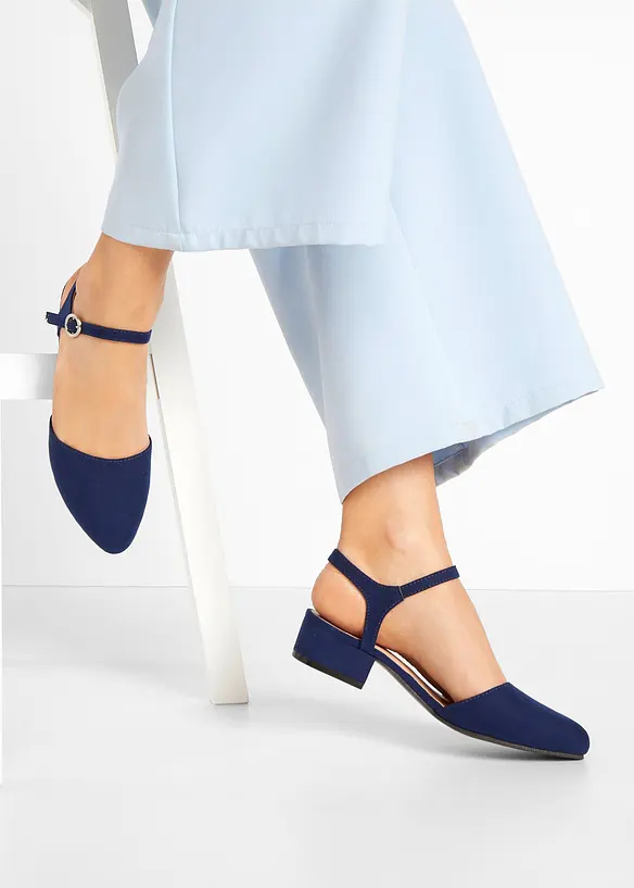 Slingpumps mit niedrigem Absatz in blau - bonprix
