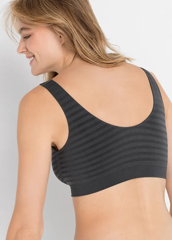 Feel Comfort Seamless Bustier (2er Pack) in grau von hinten (im Anschnitt) - bonprix