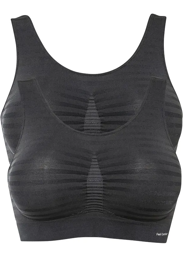 Feel Comfort Seamless Bustier (2er Pack) in grau von vorne - bonprix