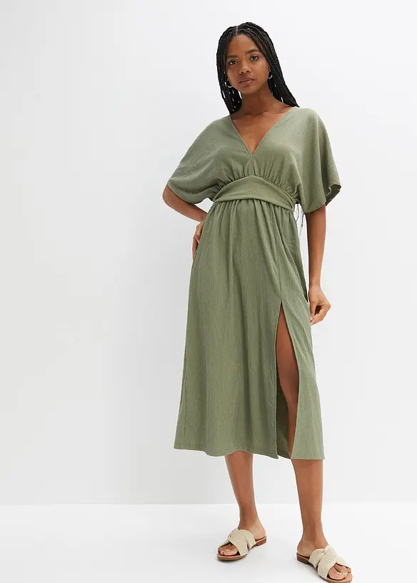Midikleid in grün von vorne (Totalaufnahme) - bonprix