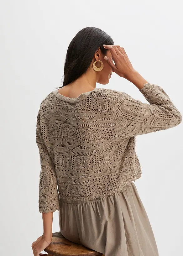 Ajour-Bolero in braun von hinten (im Anschnitt) - bonprix