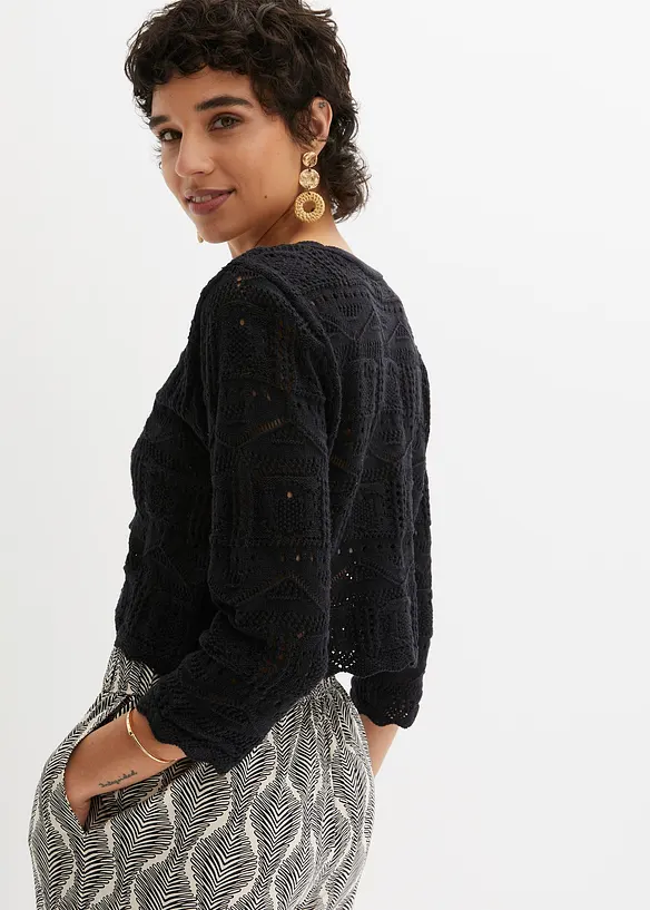 Ajour-Bolero in schwarz von hinten (im Anschnitt) - bonprix