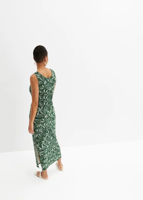 Jersey-Maxikleid aus elastischem Viskose-Mix in grün von hinten (Totalaufnahme) - bonprix