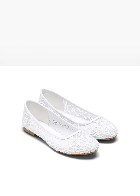 Ballerinas mit Spitze in weiß - bonprix