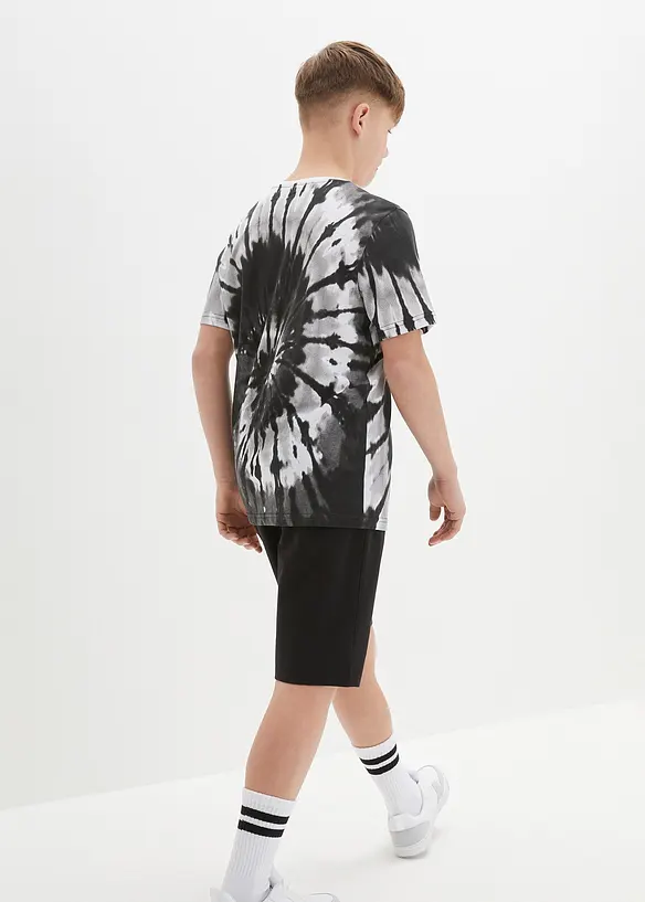 T-Shirt und Jersey-Bermuda (2-tlg.Set) in schwarz von hinten (Totalaufnahme) - bonprix