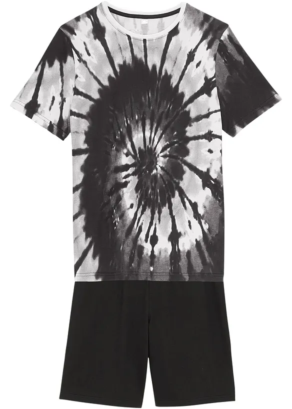 T-Shirt und Jersey-Bermuda (2-tlg.Set) in schwarz von vorne - bonprix