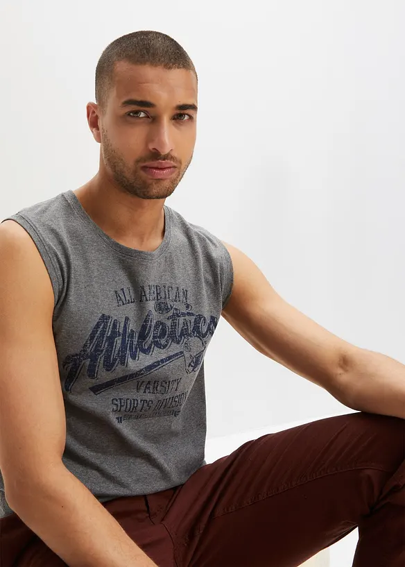 Muskelshirt (2er Pack) aus reiner Baumwolle in blau von vorne (im Anschnitt) - bonprix