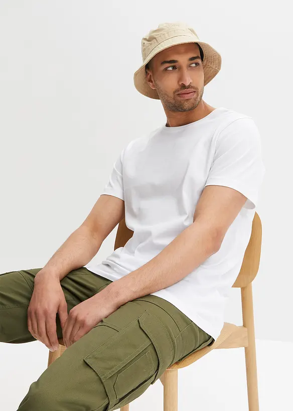 T-Shirt (5er Pack) in gelb von vorne (im Anschnitt) - bonprix