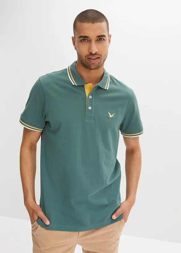 Poloshirt in Regular Fit (2er Pack) in blau von vorne (im Anschnitt) - bonprix