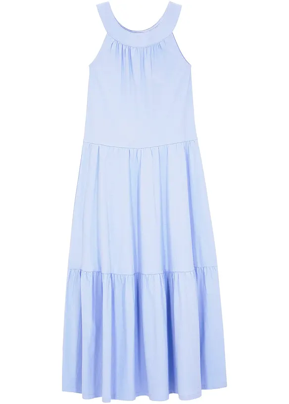 Maxi-Jerseykleid aus reiner Bio-Baumwolle in blau von vorne - bonprix