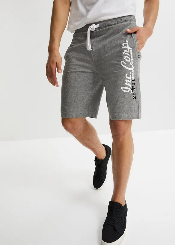 Jersey-Bermuda in Regular Fit in grau von vorne - bonprix