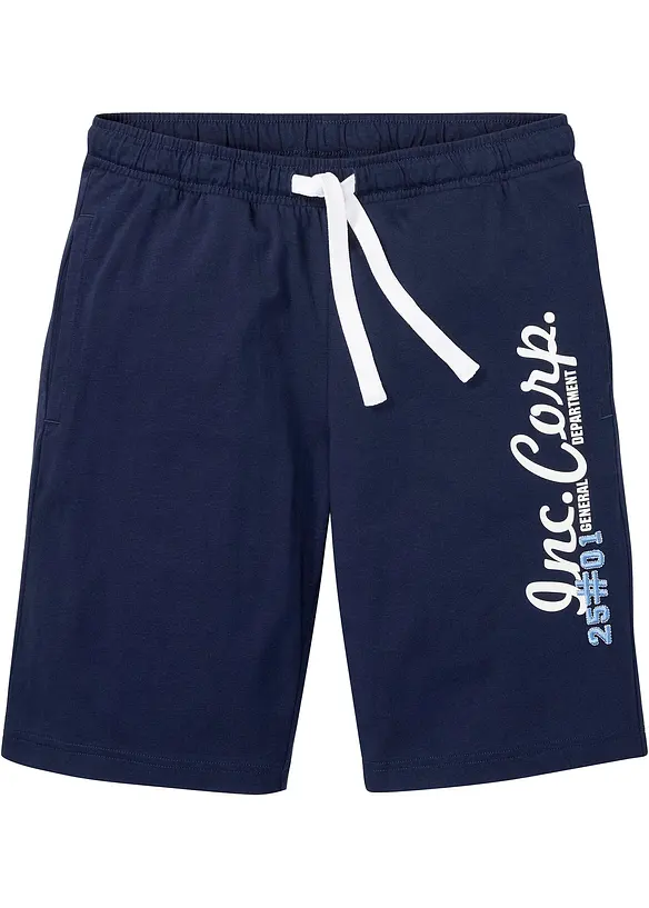 Jersey-Bermuda in Regular Fit in blau von vorne - bonprix
