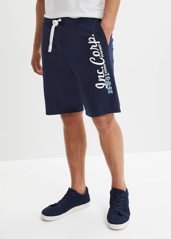 Jersey-Bermuda in Regular Fit in blau von vorne - bonprix