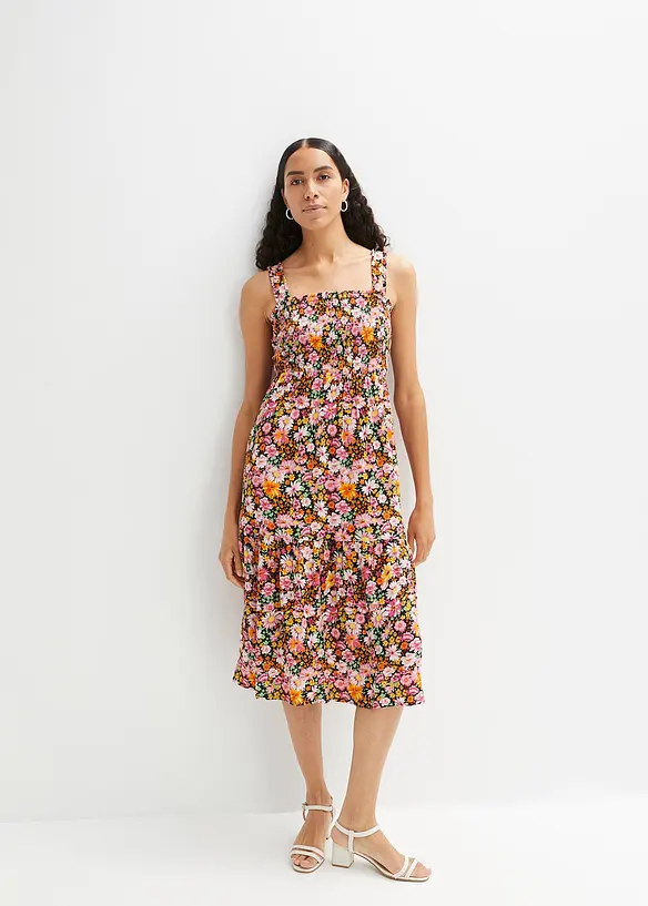 Midikleid aus Viskose in pink von vorne (Totalaufnahme) - bonprix