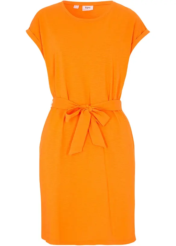 Shirtkleid aus reiner Baumwolle in orange von vorne - bonprix