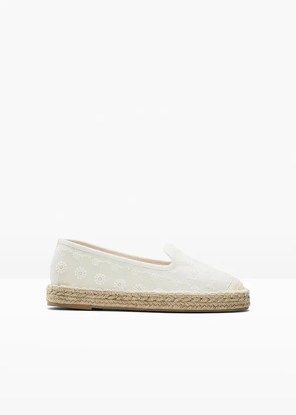 Espadrilles mit Stickerei in beige von vorne - bonprix