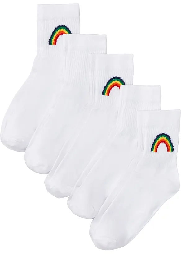 Kurze Tennissocken (5er Pack) in weiß von vorne - bpc bonprix collection