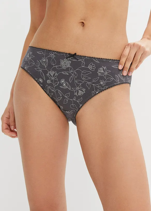 Slip mit Bio-Baumwolle (5er Pack) in grau von vorne - bonprix