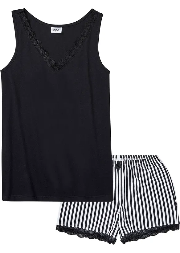 Shorty mit feiner Spitze in schwarz von vorne - bonprix
