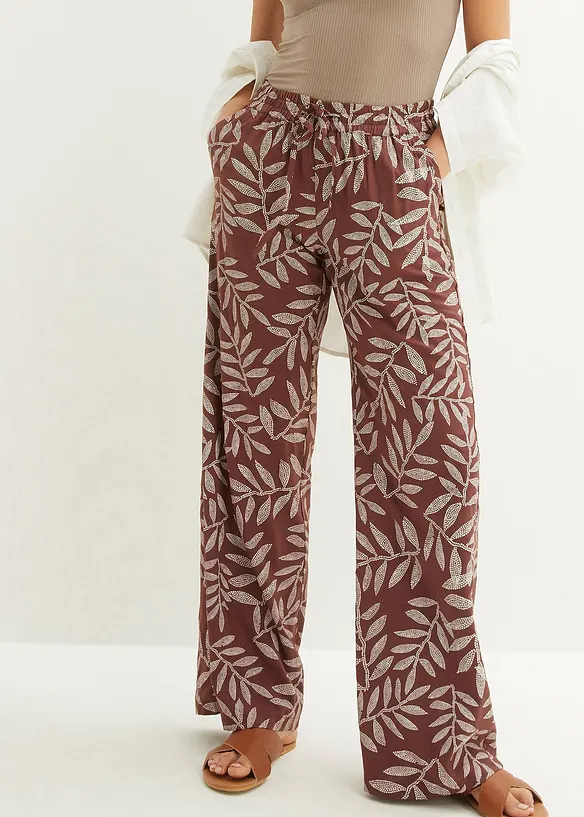 Palazzo-Hose aus fließender Viskose in braun von vorne - bonprix Palazzo-Hose aus fließender Viskose in braun von vorne - bonprix