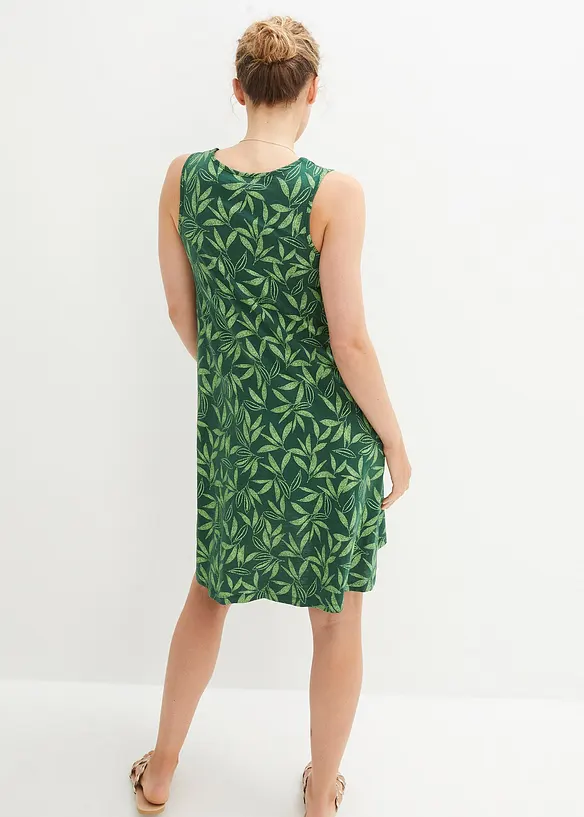 Hänger-Kleid aus Bio-Baumwolle in grün von hinten (Totalaufnahme) - bonprix