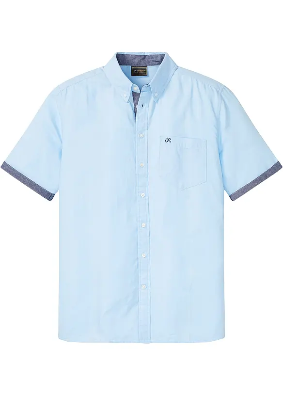 Oxford-Kurzarmhemd aus Baumwolle in Regular Fit in blau von vorne - bonprix