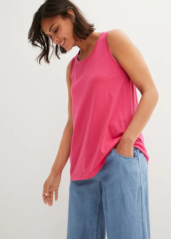 Long-Top aus softem Viskose-Mix in pink von vorne (im Anschnitt) - bonprix