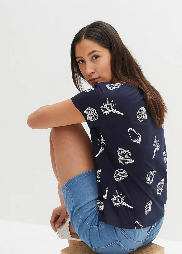 Bedrucktes Shirt aus Bio-Baumwolle in blau von hinten (im Anschnitt) - bonprix